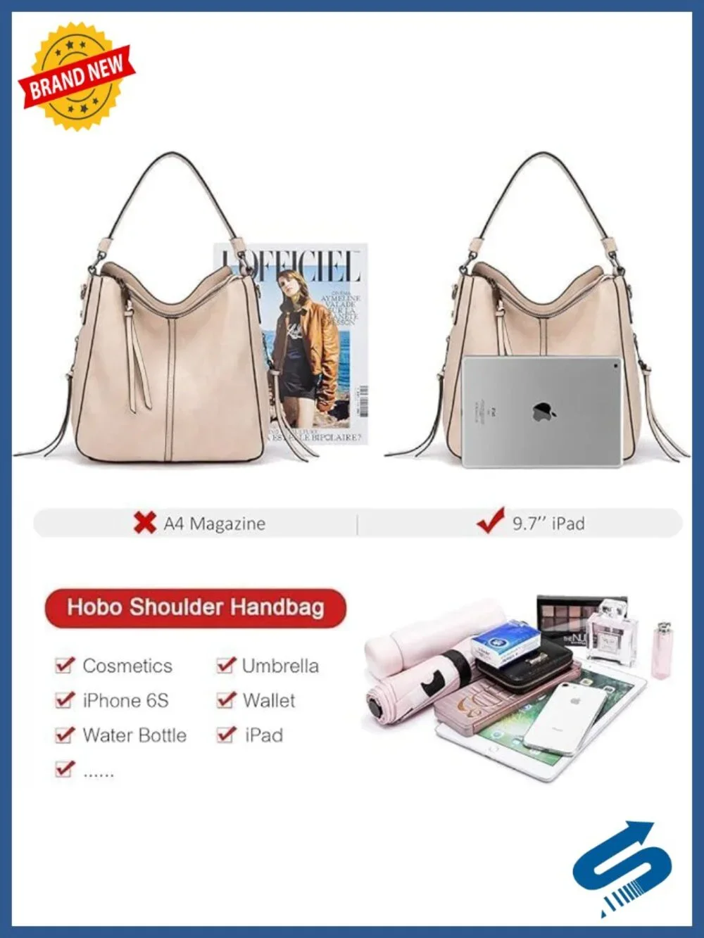 Faux Leather Hobo Crossbody Bag Large Capacity Shoulder Purse